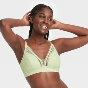 Auden Bralette Women's M Light Green Lace Light Padding Adjustable NWT